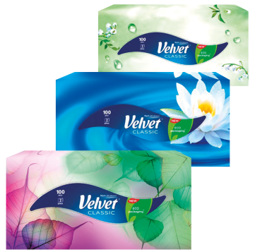 Velvet Classic BOX 2v hygienické vreckovky 100ks (40bal/kar)