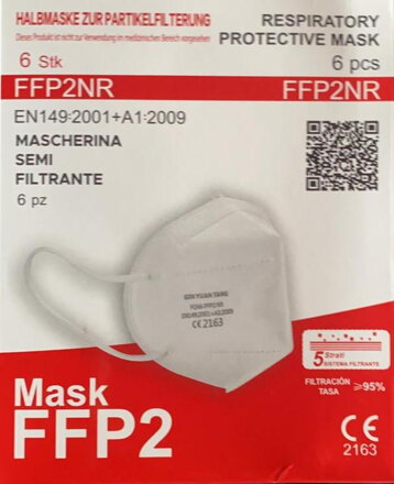 Maska FFP2 jednotlivo balená 6ks (200bal/kar)