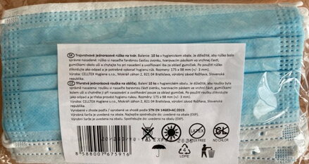 Ochranné rúško jednorazové 3-vrstvové 10ks (100bal/kar)