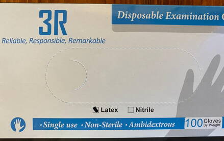 3R latexové rukavice M 100ks (10bal/kar)