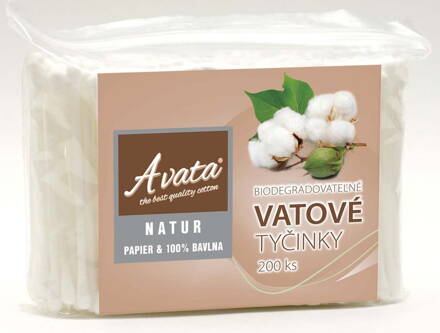 A vata Natur vatové tyčinky náplň 200ks (24bal/kar) Eko