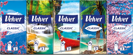 Velvet Classic 3v hygienické vreckovky 10x10ks (24bal/kar)